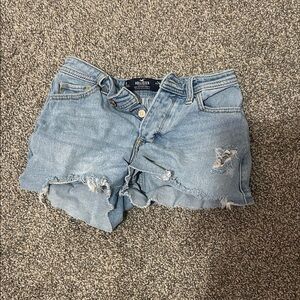 Hollister Light Wash Frayed Denim Cutoff Shorts